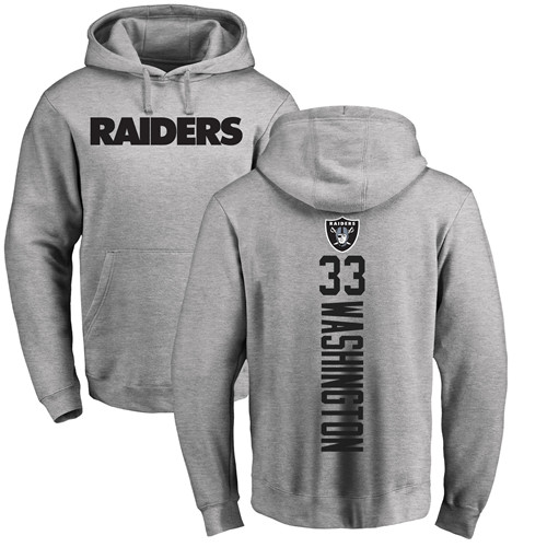 Men Oakland Raiders Ash DeAndre Washington Backer NFL Football #33 Pullover Hoodie Sweatshirts->nfl t-shirts->Sports Accessory